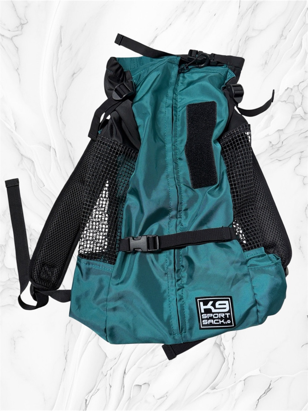turquoise K9 Sport Sack Trainer backpack dog carrier mesh sides adjustable strap